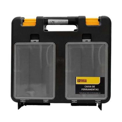 Caixa De Ferramentas Maxi 2 Pvc Preto Fosco Com Alça Fixa E 02 Trancas Amarelas