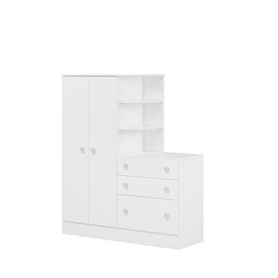 Guarda-roupa Doce Sonho 2 Portas Com Cômoda 3 Gaveteiro Branco/branco