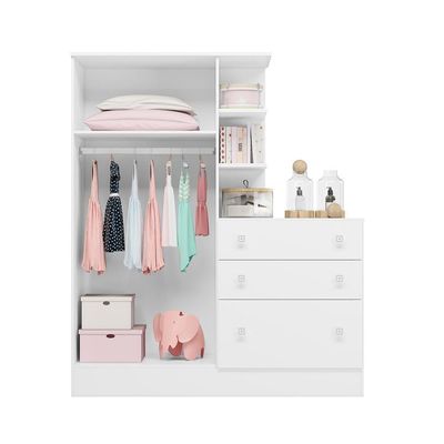Guarda-roupa Doce Sonho 2 Portas Com Cômoda 3 Gaveteiro Branco/branco