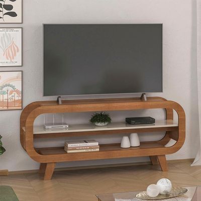 Rack Bancada Para Tv 42 Pol 122 Cm Mdf Cinamomo Off White Arly Cinamomo Off White