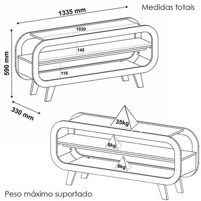 Rack Bancada Para Tv 42 Pol 122 Cm Mdf Cinamomo Off White Arly Cinamomo Off White