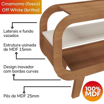 Rack Bancada Para Tv 42 Pol 122 Cm Mdf Cinamomo Off White Arly Cinamomo Off White