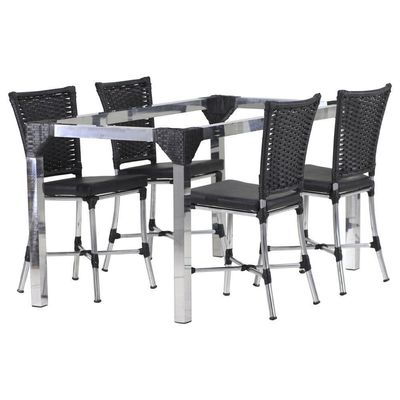 Conjunto 4 Cadeiras Angra E Mesa De Jantar Haiti Em Alumínio Preto