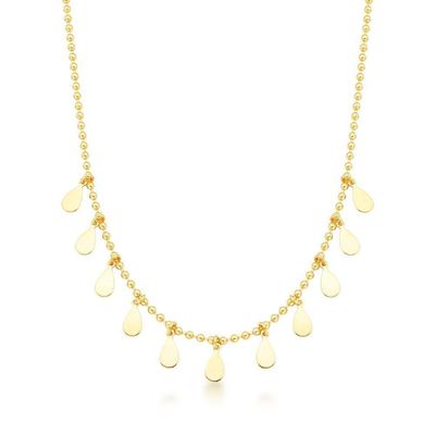 Colar Choker Corrente Bolas E Chapinhas Banhado A Ouro 18k