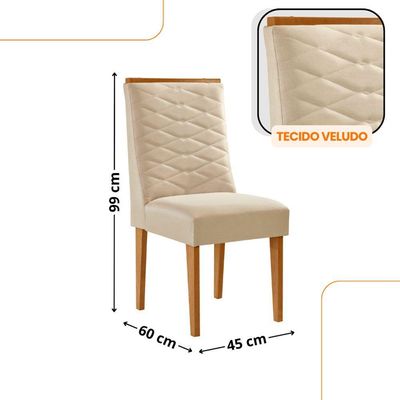 Mesa De Jantar Diane 120cm Tampo Mdf Vidro 4 Cadeiras