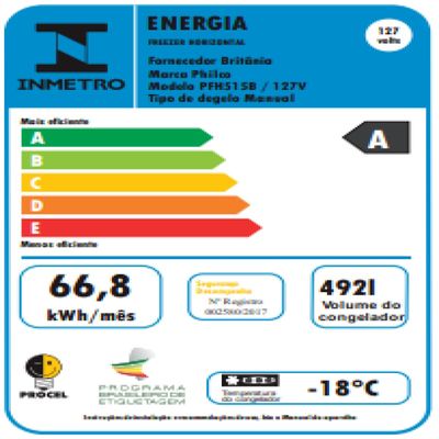 Freezer e Refrigerador Philco PFH515B 492L Horizontal Branco 127V