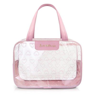 Kit De Bolsa Transparente E Frascos De Viagem De 10 Peças Rosa