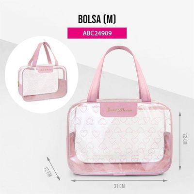 Kit De Bolsa Transparente E Frascos De Viagem De 10 Peças Rosa
