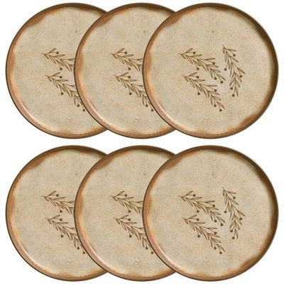 Conjunto com 6 Pratos de Sobremesa Porto Brasil Bio Nativa em Stoneware 21,5cm  Cinza