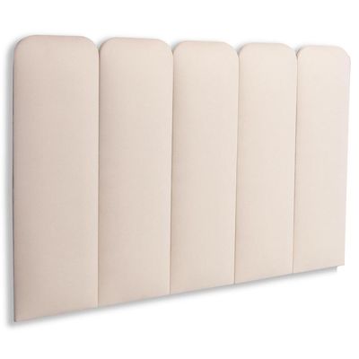 Cabeceira Solteiro Kit 5 Placas Modelo Arredondada - Suede Creme / Off White