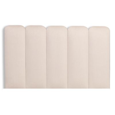 Cabeceira Solteiro Kit 5 Placas Modelo Arredondada - Suede Creme / Off White