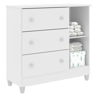 Cômoda Infantil New Selena Com Porta Branco Brilho – Carolina