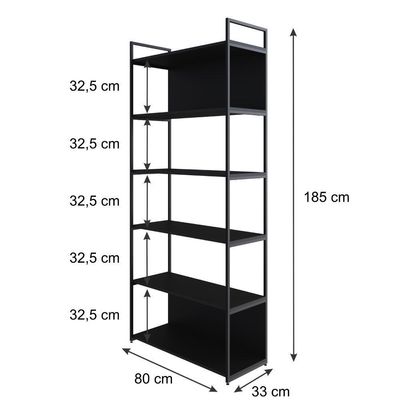 Estante Com 6 Prateleiras 186x80x33cm Comfundo Yon Preto