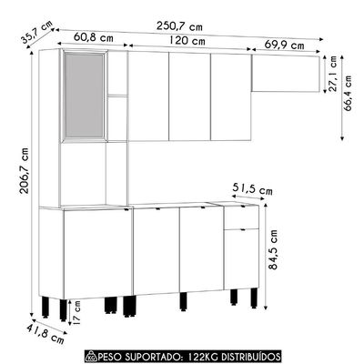 Cozinha Compacta Balcão Com Pia 120cm Laura Plus Freijó-soft Z06 - Mpozenato
