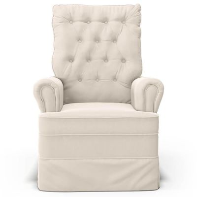 Poltrona De Amamentação E Descanso Com Balanço E Puff Laís G05 Veludo Creme - Mpozenato