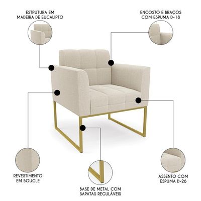 Namoradeira E Poltrona Industrial Dourado Ana Bouclé Bege - Ibiza