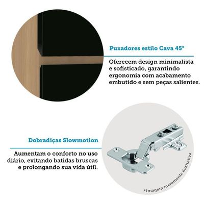 Paneleiro Duplo 70cm 4 Portas Slim Luciane Móveis Freijó-preto