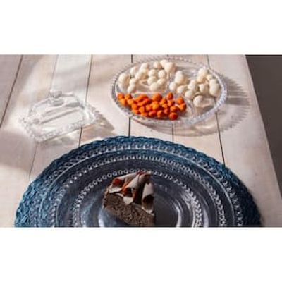 Manteigueira Wolff Pearl em Cristal com Tampa Transparente - 9 x 14 cm
