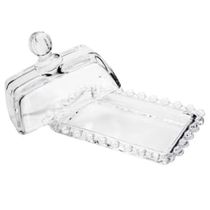 Manteigueira Wolff Pearl em Cristal com Tampa Transparente - 9 x 14 cm