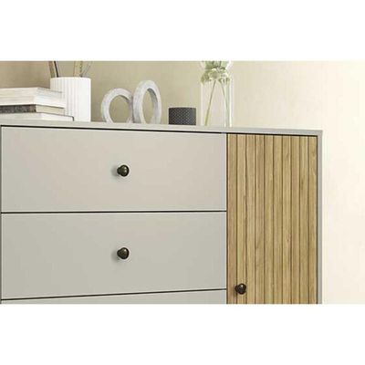 Cômoda De Quarto Mb 1059 C- 1 Porta E 4 Gavetas 100cm Mel-off White - Movelbento