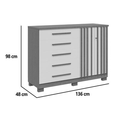 Cômoda De Quarto Bella C- 2 Portas E 5 Gavetas Cinamomo-off White - Acp