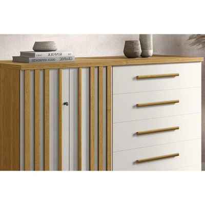 Cômoda De Quarto Bella C- 2 Portas E 5 Gavetas Cinamomo-off White - Acp