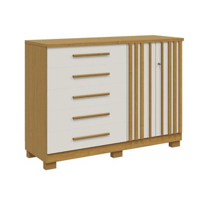 Cômoda De Quarto Bella C- 2 Portas E 5 Gavetas Cinamomo-off White - Acp