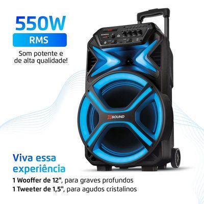Caixa De Som Amplificada Mondial CM-550-L 550W RMS Preto Bivolt
