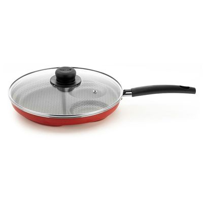 Frigideira Multiflon Breakfast Antiaderente Ultra 7 Vermelha com Tampa - 27 cm