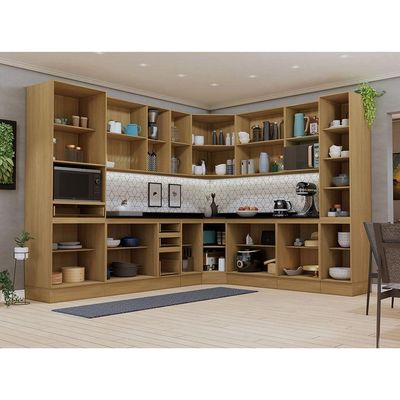 Cozinha Completa 12 Peças Com Espaços Para Micro-ondas E Tam Freijó/freijó /cinza Puro