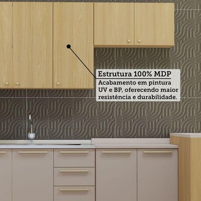 Cozinha Completa 6 Pçs Espaço Micro-ondas, Ilha, Tampo 347cm Freijó/freijó Brasil/cinammon