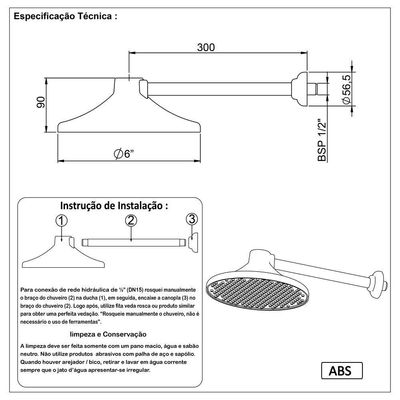 Ducha Chuveiro Fria Cascata Para Piscina 6 Polegadas Branco