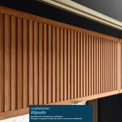Armário Aéreo Proença 60cm Basculante 1 Porta Mdf E 1 Porta Ripada Nogueira Touch-carbono Prime Tx