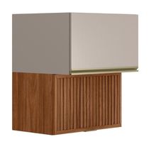 Armário Aéreo Proença 60cm Basculante 1 Porta Mdf E 1 Porta Ripada Nogueira Touch-nude Prime Tx