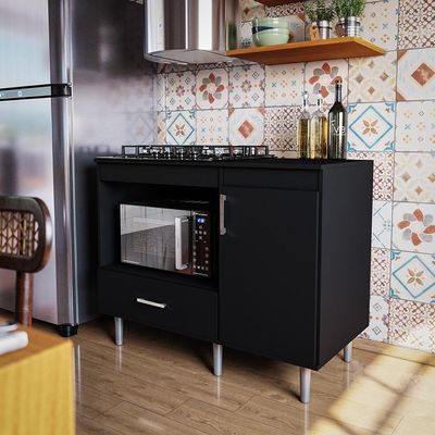 Vr Balcão Cooktop 1,05m Preto Preto