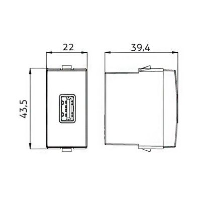 Módulo Tomada Carregador Usb-c Margirius Sleek Colors 2a 10W Cinza