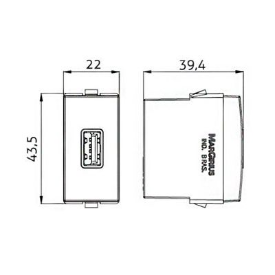 Módulo Tomada Carregador Usb-a Margirius Sleek Colors 2a 10W Grafite