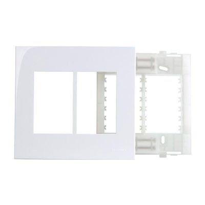 Placa Com Suporte Margirius Sleek 4x4 Para 6 Módulos Horizontais Branca