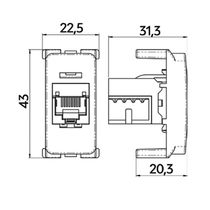 Módulo Tomada Para Rede De Informática Margirius B3 Rj45 Cat6 Branco