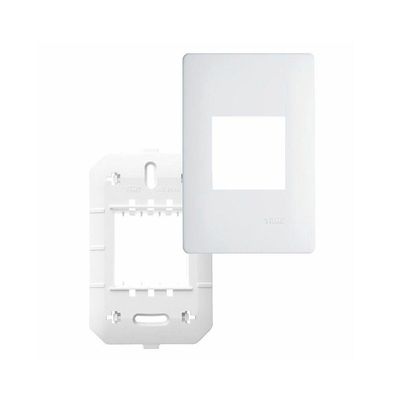 Placa Com Suporte Fame Habitat 4x2 Para 2 Módulos Verticais Branca