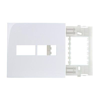 Placa Com Suporte Margirius Sleek 4x4 Para 2 Módulos Horizontais Branca