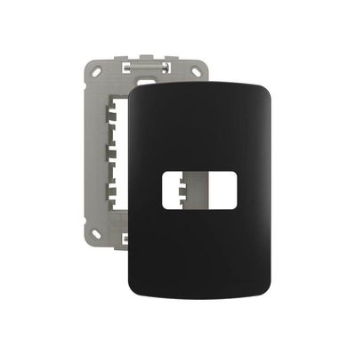 Placa Com Suporte Margirius B3 Colors 4x2 Para 1 Módulo Horizontal Preto Ebony