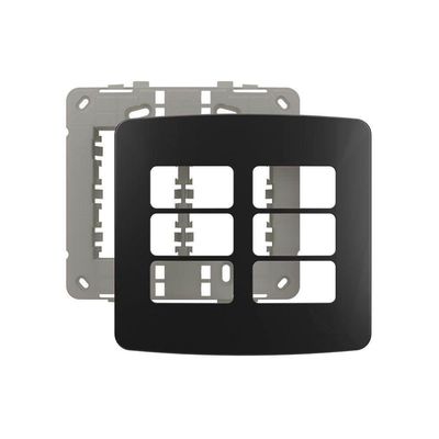 Placa Com Suporte Margirius B3 Colors 4x4 Para 6 Módulos Horizontais Preto Ebony