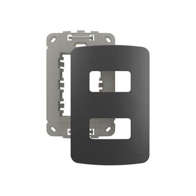 Placa Com Suporte Margirius B3 Colors 4x2 Para 2 Módulos Horizontais Grafite
