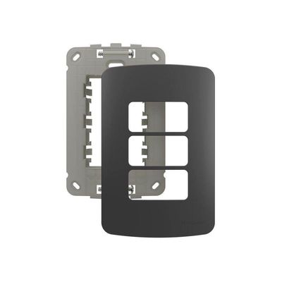 Placa Com Suporte Margirius B3 Colors 4x2 Para 3 Módulos Horizontais Grafite