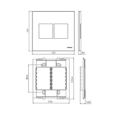 Placa Com Suporte Margirius Sleek 4x4 Para 4 Módulos Horizontais Distanciados Preto Ebony