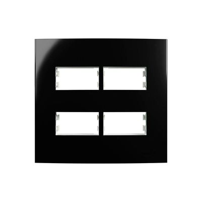 Placa Com Suporte Margirius Sleek 4x4 Para 4 Módulos Horizontais Distanciados Preto Ebony