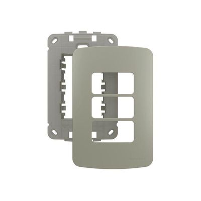 Placa Com Suporte Margirius B3 Colors 4x2 Para 3 Módulos Horizontais Pérola