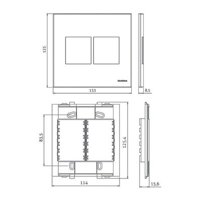 Placa Com Suporte Margirius Sleek 4x4 Para 2 Módulos Horizontais Preto Ebony