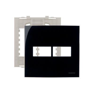 Placa Com Suporte Margirius Sleek 4x4 Para 2 Módulos Horizontais Preto Ebony